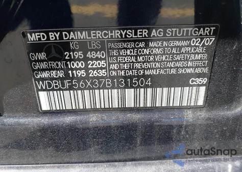 2007 Mercedes-Benz E 350 z USA, uszkodzony, nr VIN WDBUF56X37B131504